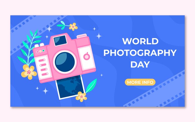 無料ベクター 世界の写真撮影の日のフラットソーシャルメディア投稿テンプレート