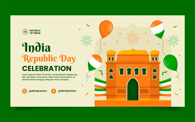 Free vector flat social media post template for indian republic day holiday