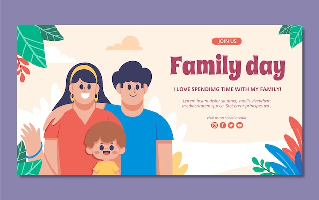 Free vector flat social media post template for international day of families celebration