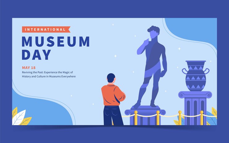 Free Vector flat social media post template for international museum day celebration
