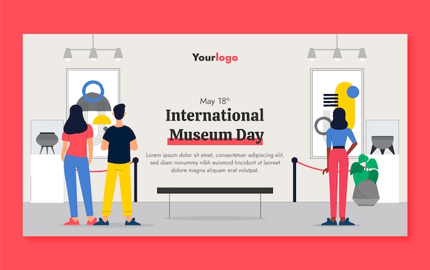 Free vector flat social media post template for international museum day