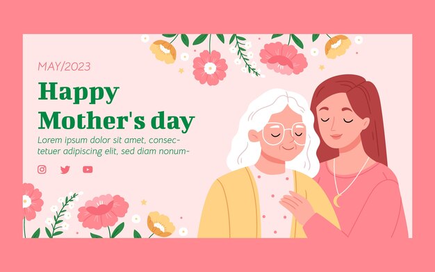 Flat social media post template for mother's day celebration