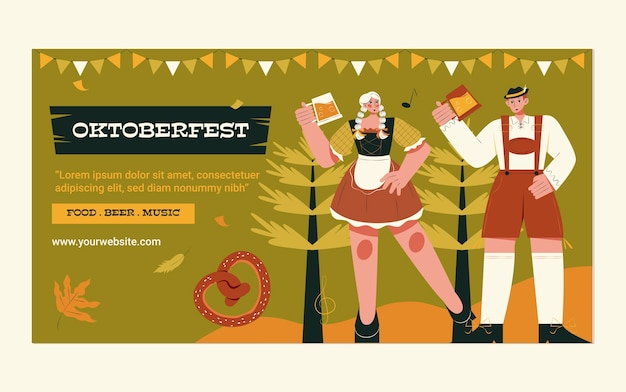 Flat social media post template for oktoberfest festival