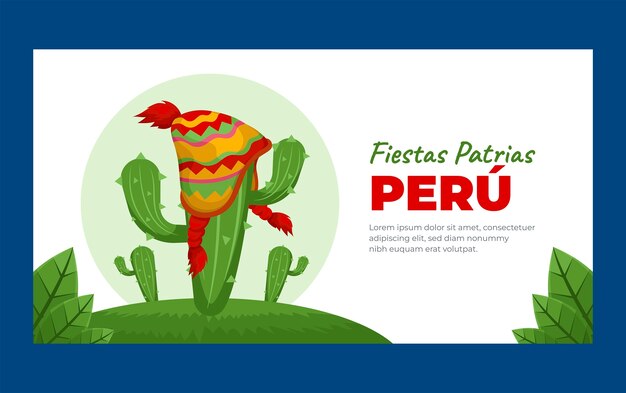 페루 축제 patrias 축하를위한 평면 소셜 미디어 게시물 템플릿