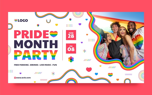 Free vector flat social media post template for pride month celebration