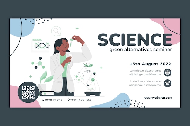 Flat social media post template for science research