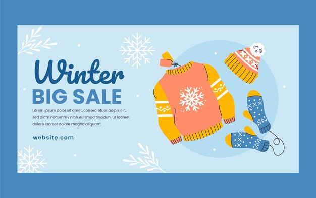 flat social media post template for winter season