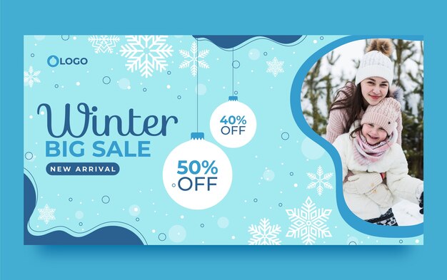 flat social media post template for winter season