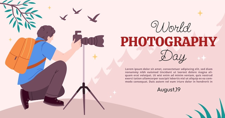 Free Vector flat social media post template for world photography day celebration