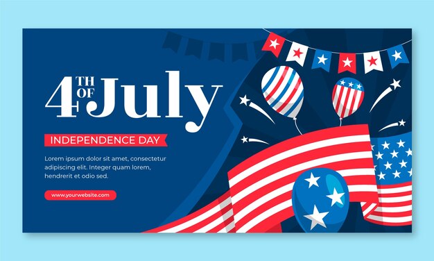 Flat social media promo template for american 4th of july holiday celebration