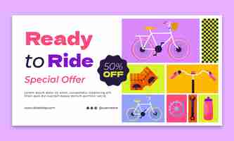 Free vector flat social media promo template for bike shop business