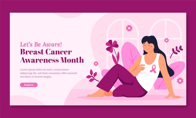 Flat social  media promo template for breast cancer awareness month
