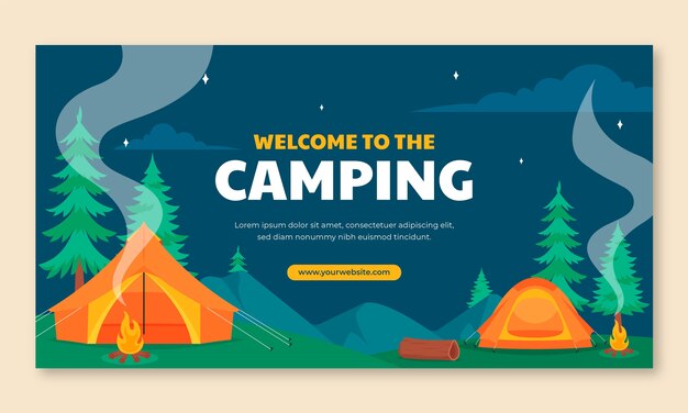 flat social media promo template for camping