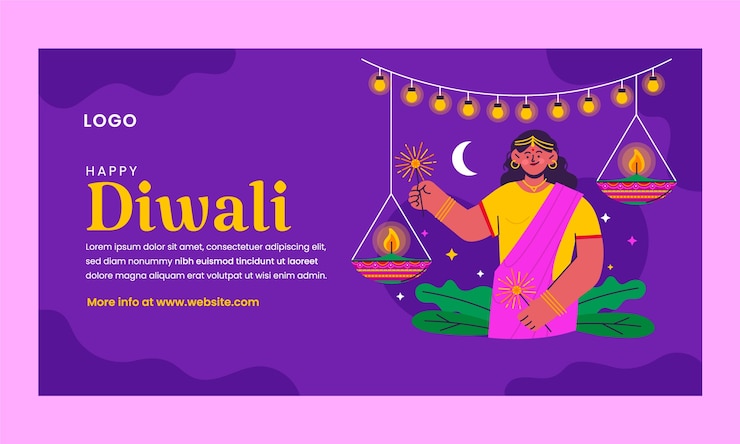 Free Vector flat social media promo template for diwali festival celebration