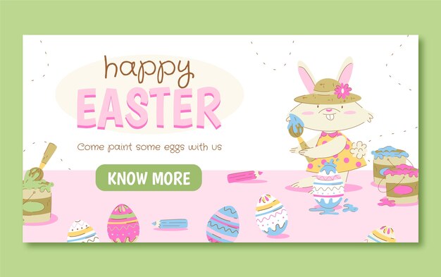 Flat social media promo template for easter celebration