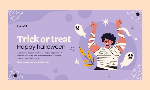 無料ベクター ハロウィーン祝賀のためのフラットなソーシャルメディアプロモーションテンプレート