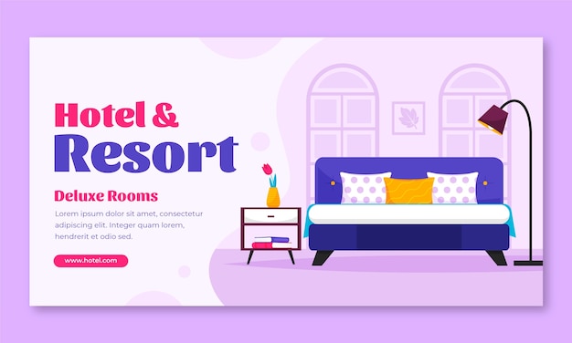 Free vector flat social media promo template for hotel accommodation