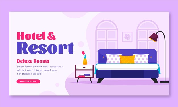 Flat social media promo template for hotel accommodation