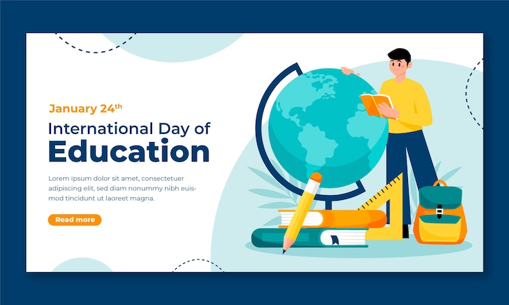 Free Vector flat social media promo template for international day of education