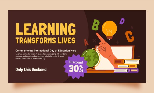Flat social media promo template for international day of education