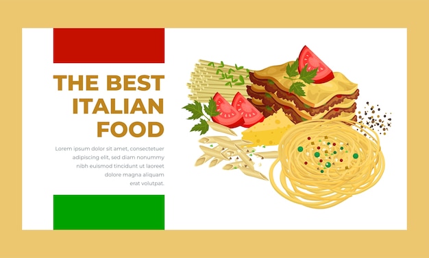 Free vector flat social media promo template for italian food restaurant