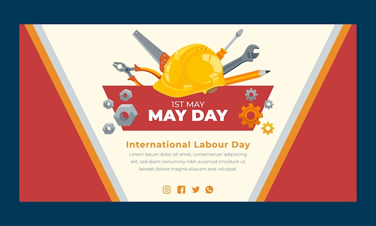 मुफ़्त वेक्टर flat social media promo template for labor day celebration