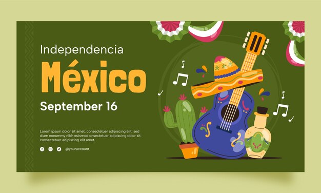 flat social media promo template for mexico independence day celebration