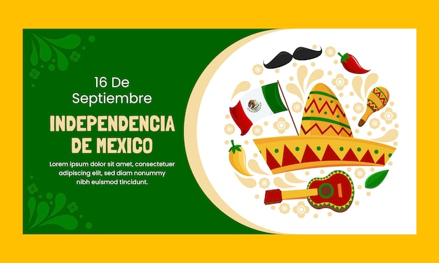 Free vector flat social media promo template for mexico independence day celebration