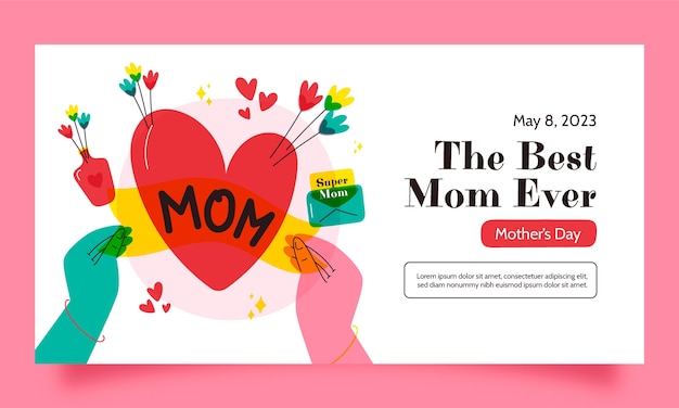 Free vector flat social media promo template for mother's day celebration