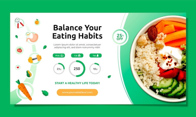 Free vector flat social media promo template for nutritionist