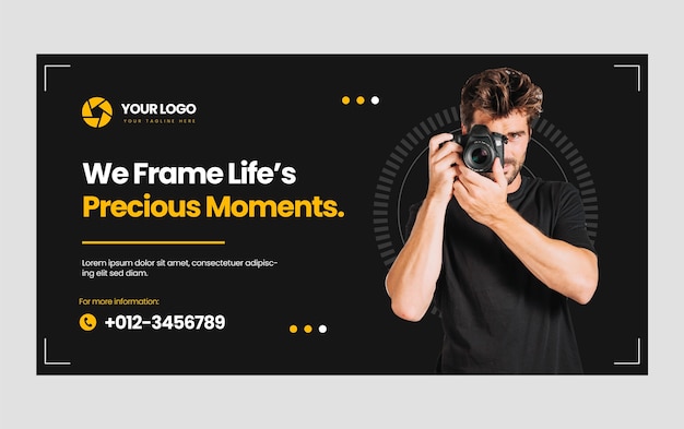 Flat social media promo template for photographer career