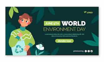 Vettore gratuito modello promozionale piatto per i social media per la celebrazione della giornata mondiale dell'ambiente