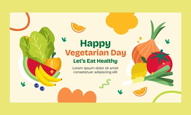 Flat social media promo template for world vegetarian day celebration