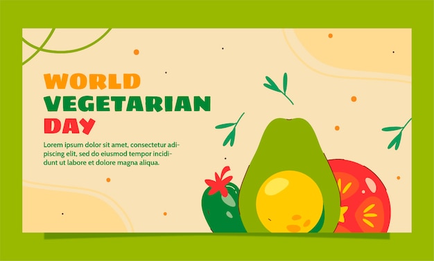 Flat social media promo template for world vegetarian day