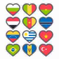 Free vector flat song contest heart flags collection