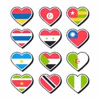 Бесплатное векторное изображение Коллекция сердечных флагов конкурса плоских песен