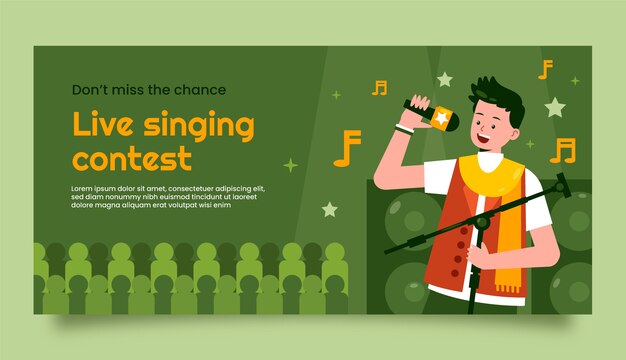 Free vector flat song contest horizontal banner template