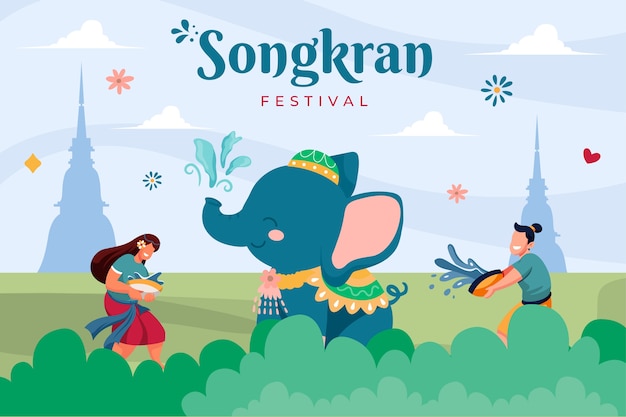 Free vector flat songkran background