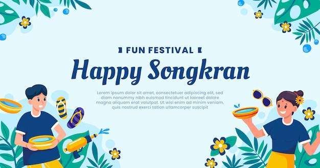 Vettore gratuito sfondo di songkran piatto