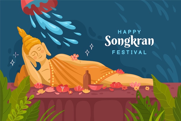 Flat songkran background