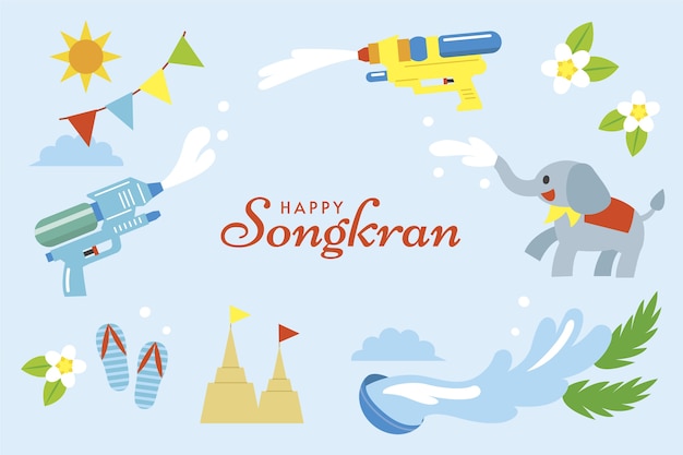 Flat songkran background