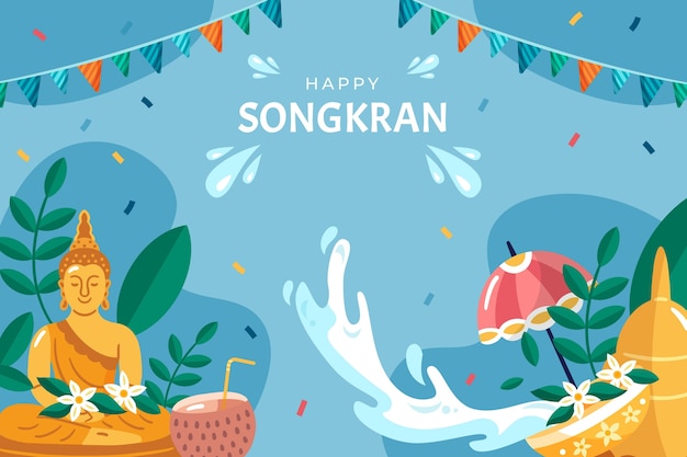 Free vector flat songkran background