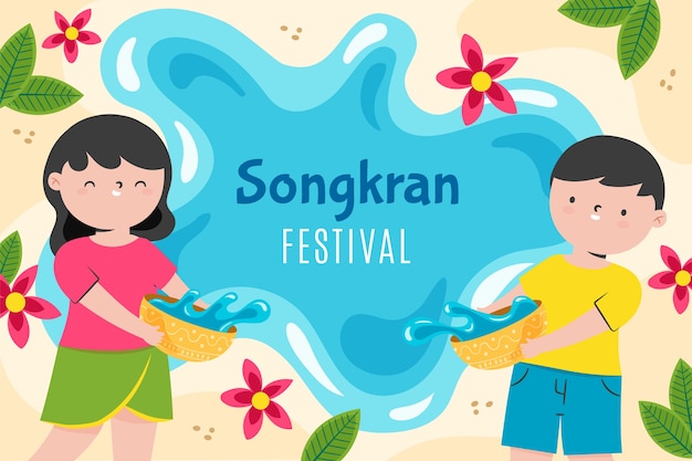 Free vector flat songkran background