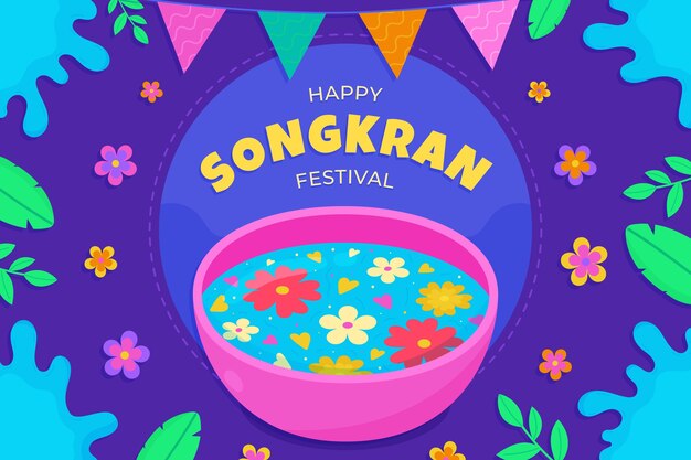 Vettore gratuito sfondo di songkran piatto