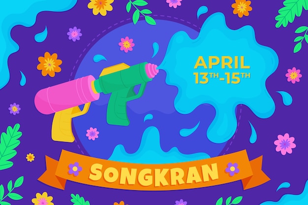 Flat songkran background