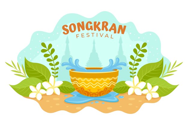 Flat songkran background