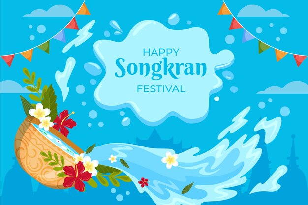 Flat songkran background