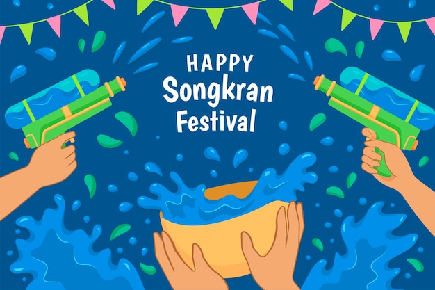 Flat songkran background