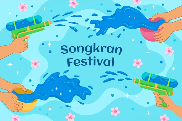 Flat songkran background