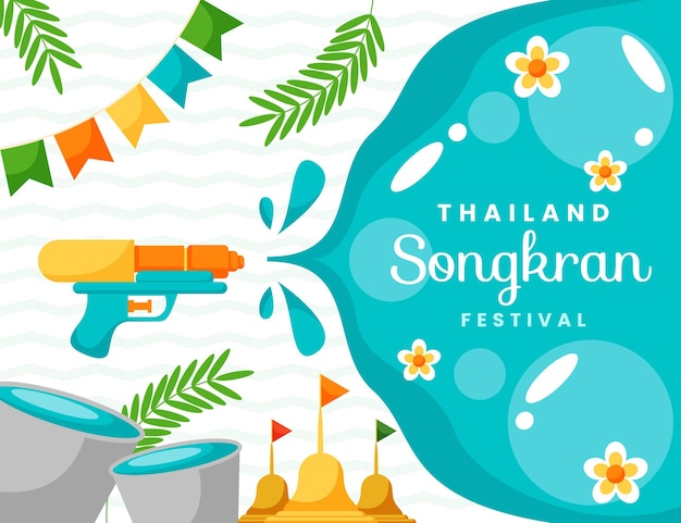 Illustrazione di celebrazione di songkran piatta